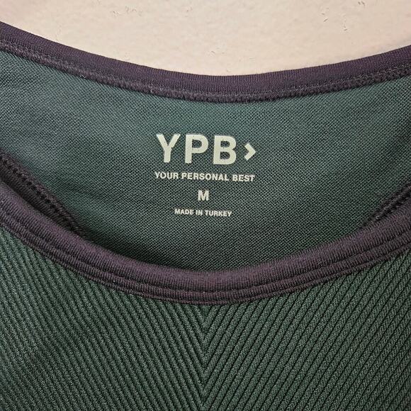 Abercrombie & Fitch YPB Crop Ribbed Active Tank Top Sports Bra Sz M Dark Green - Picture 4 of 4